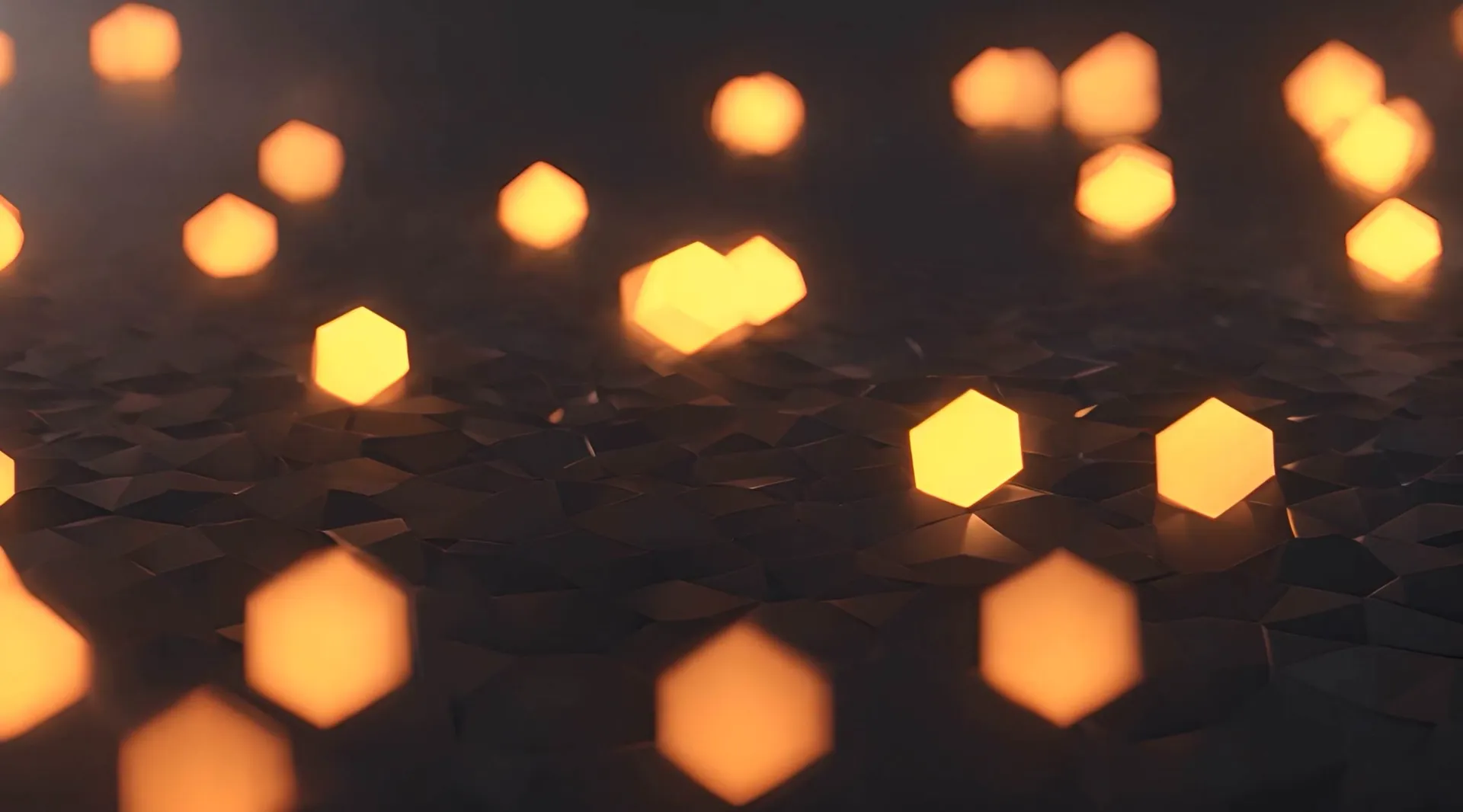 Warm Bokeh Lights on Hexagonal Patterns Motion Backdrop